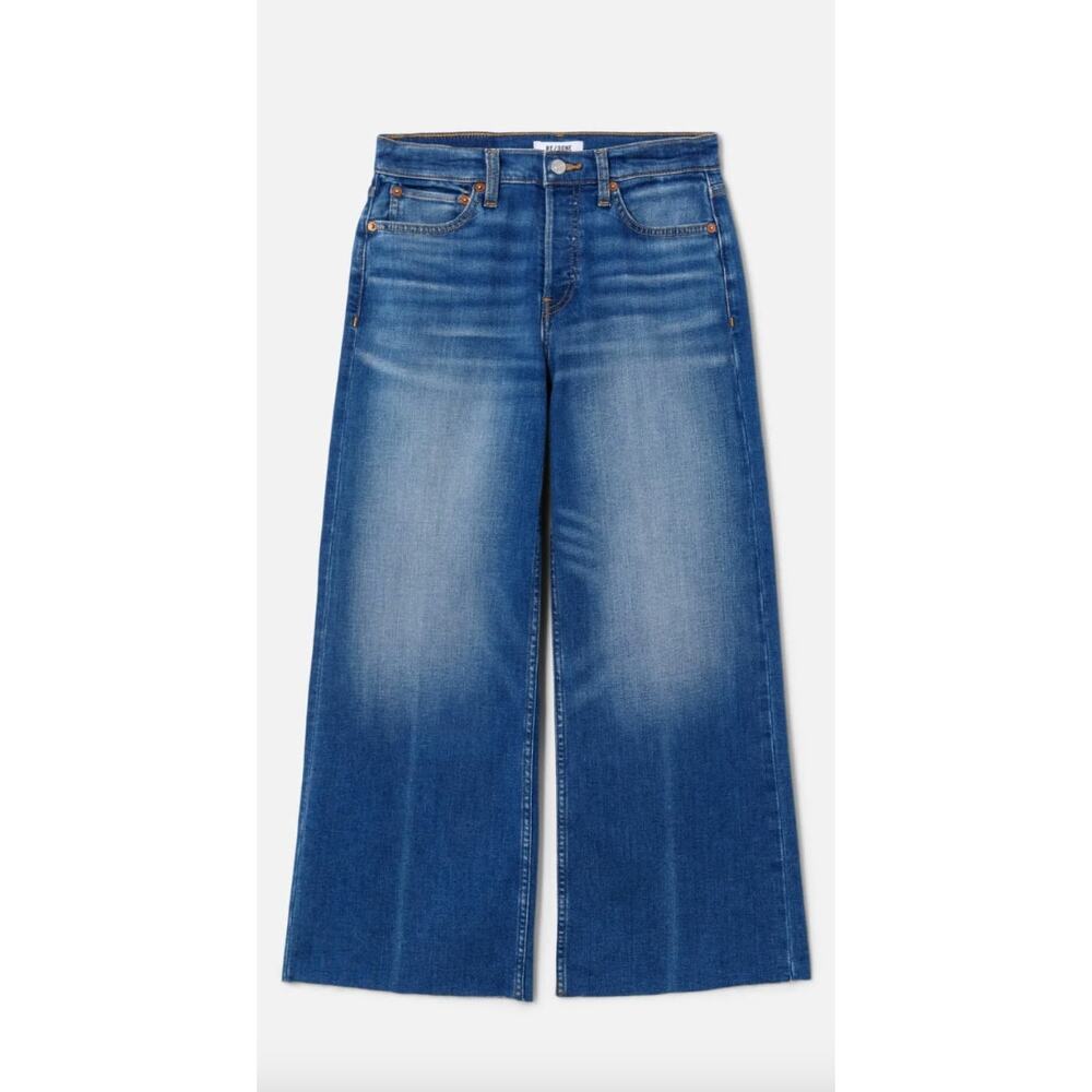 RE/DONE | The Marielou in Viper Blue Wide Leg Jeans Full Length 35in Inseam 25